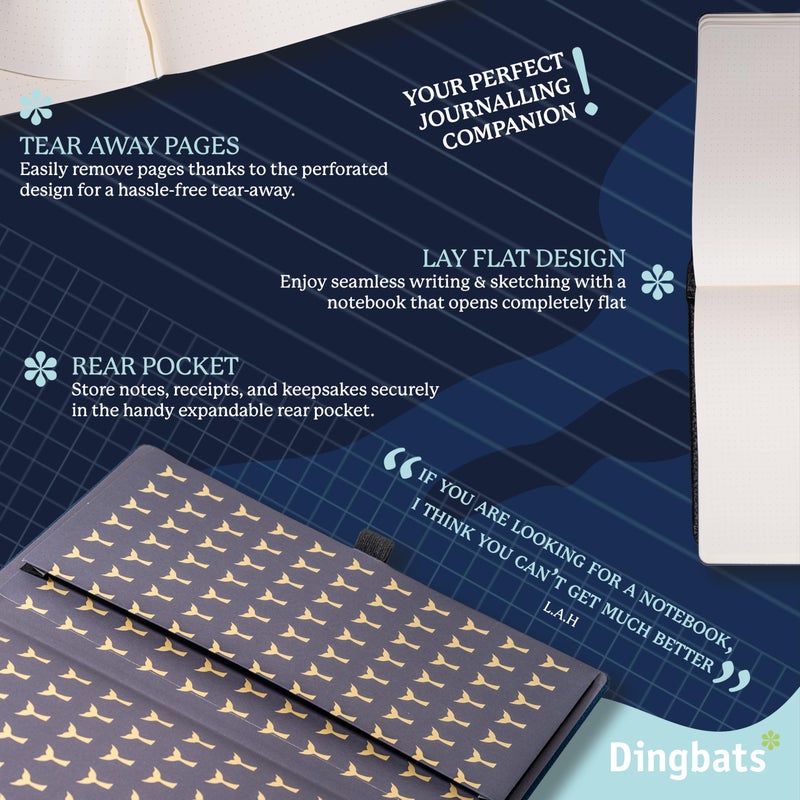 Dingbats* Notebooks Dingbats* - Wildlife Dotted Extra Large A4 Notebook - PU Leather Hardcover Journal for Work, Writing - Pocket, Elastic Closure, Pen Holder, Bookmark - Image 5